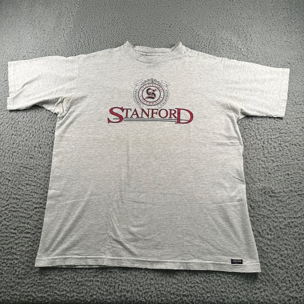 Vtg JanSport Stanford University Men's T-Shirt XL Gray Cotton Crew Neck 90's